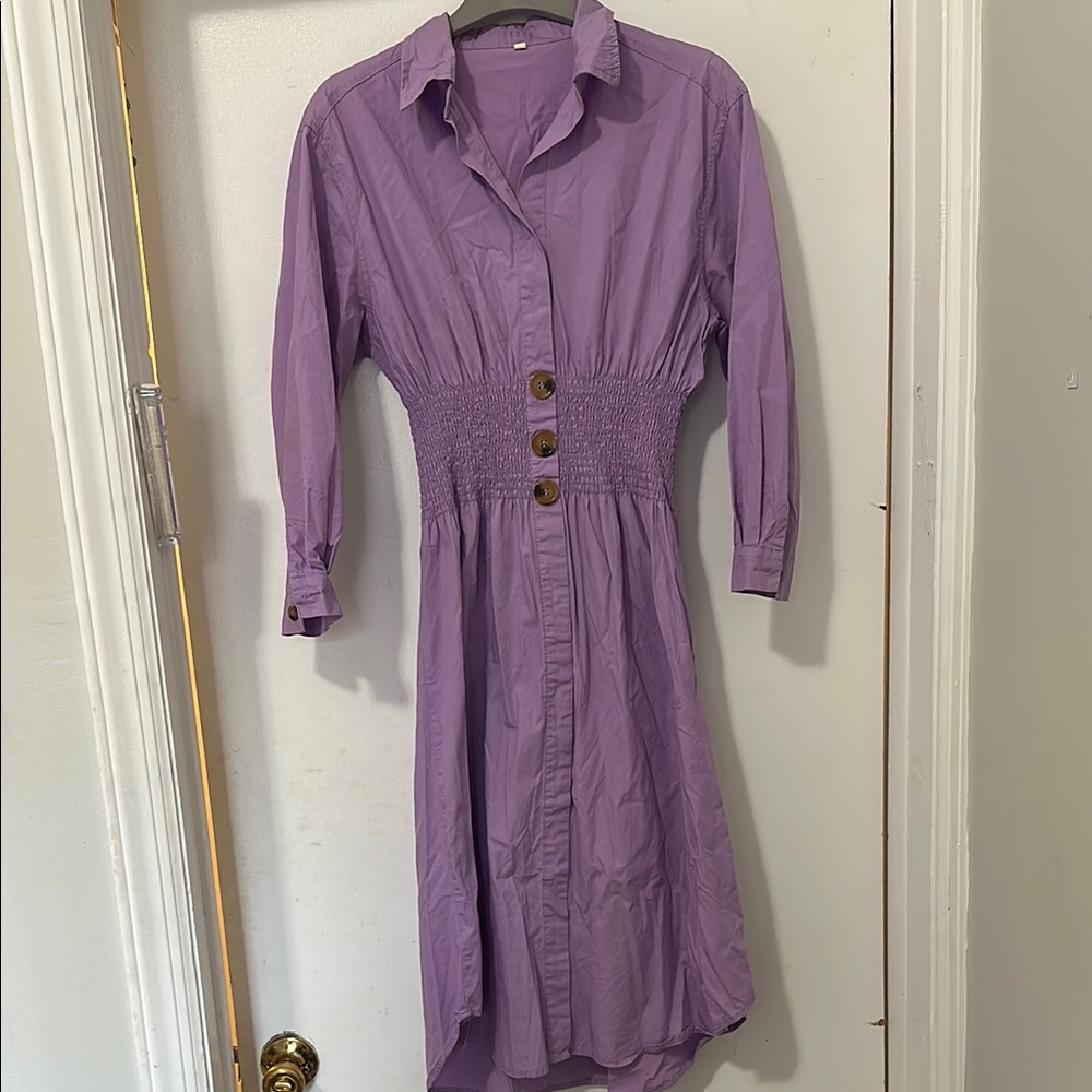 Purple Button-Down Women's Dress